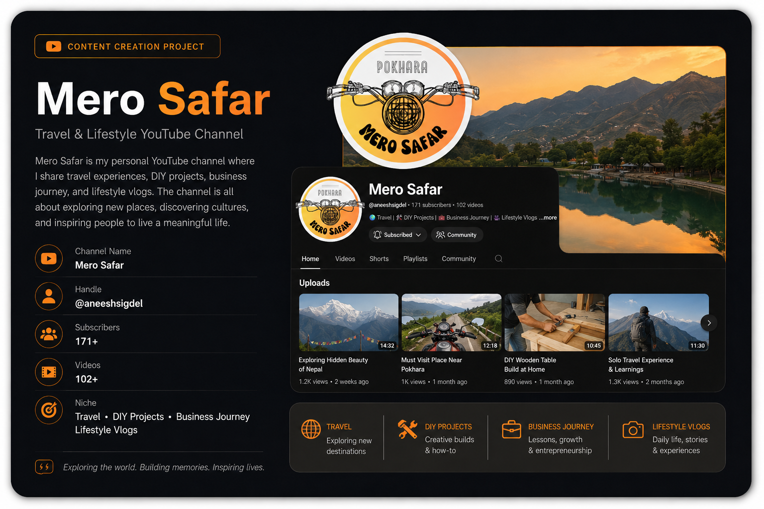 Mero Safar - Travel and Lifestyle YouTube Channel featuring Pokhara motorcycle adventures